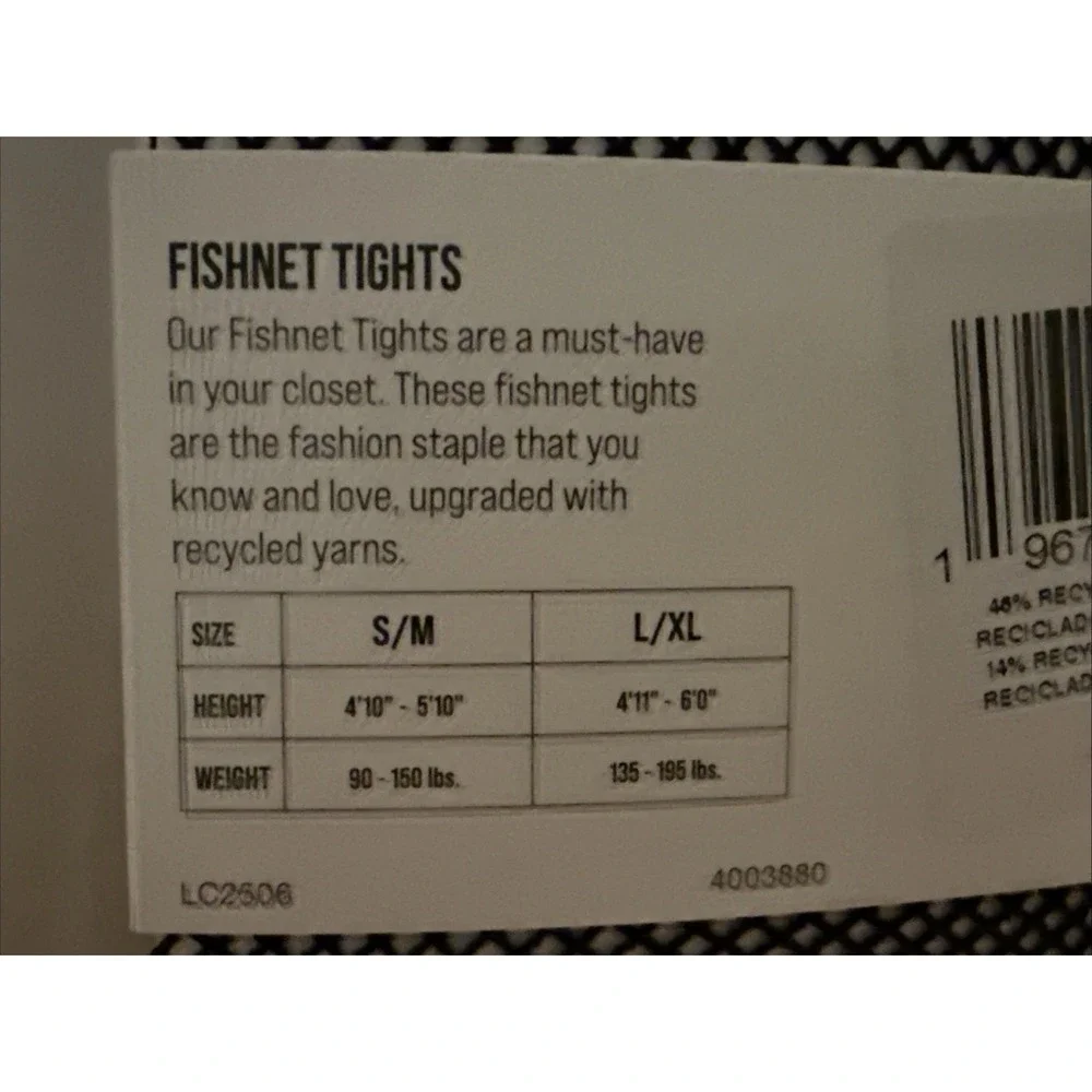Lot of 6 L'eggs Fishnet Tights Black S/M Soft Recycled Fibers NWT Hosiery